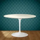 Eero Saarinen Tulip Table H 74 in Marmorio Ceramic Made in Italy - Scarlet Viadurini