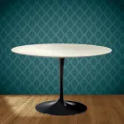 Eero Saarinen Tulip Table H 74 in Marmorio Ceramic Made in Italy - Scarlet Viadurini