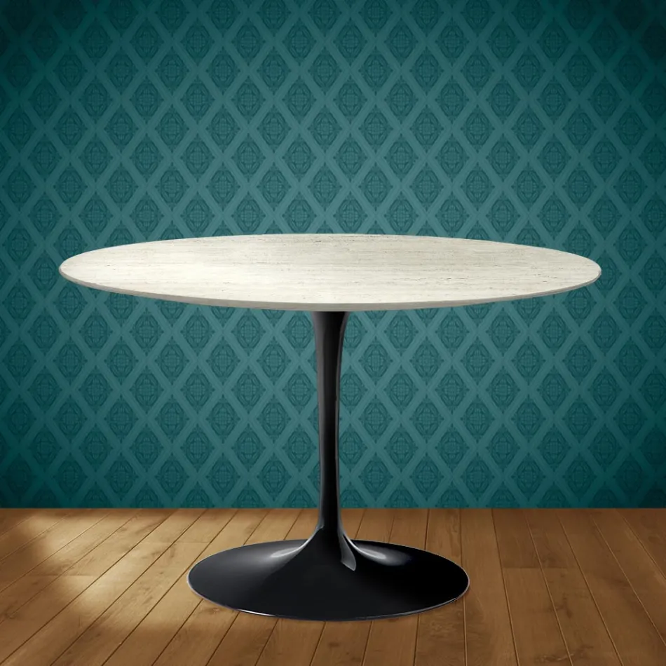 Eero Saarinen Tulip Table H 74 in Marmorio Ceramic Made in Italy - Scarlet Viadurini