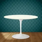 Eero Saarinen Tulip Table H 74 in Moonè Ceramic Made in Italy - Scarlet Viadurini