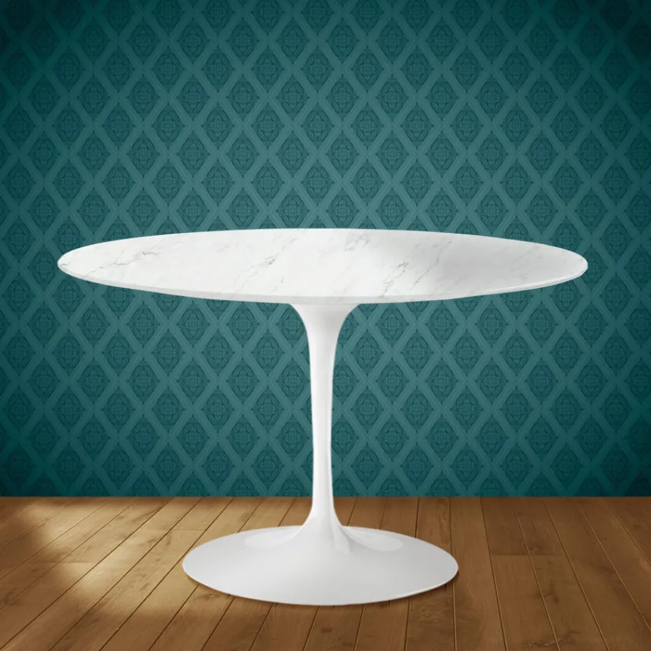 Eero Saarinen Tulip Table H 74 in Salina Ceramic Made in Italy - Scarlet Viadurini