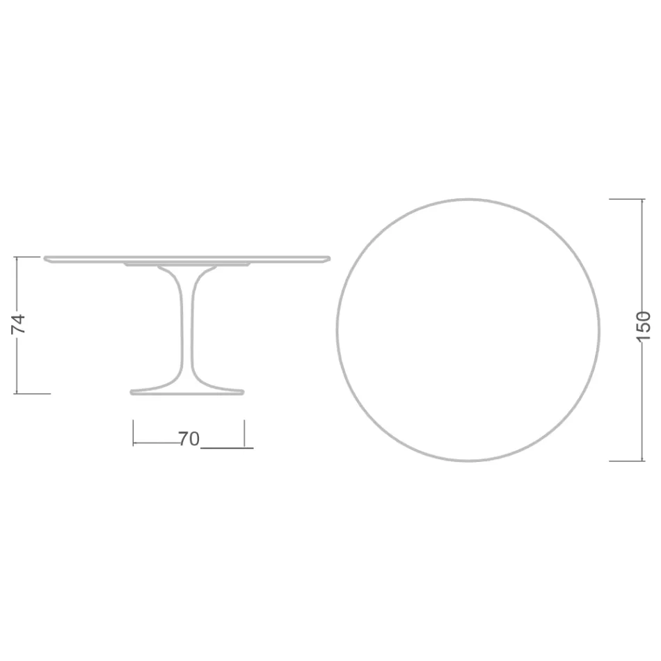 Eero Saarinen Tulip Table H 74 in Dark Emperador Marble Made in Italy - Scarlet Viadurini