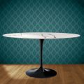 Eero Saarinen Tulip Table H 74 Oval in Ceramic Aura 22 Made in Italy - Scarlet