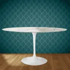 Eero Saarinen Tulip Table H 74 Oval in Glossy Ceramic Made in Italy - Scarlet Viadurini