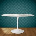Eero Saarinen Tulip Table H 74 Oval in Polished Ceramic Made in Italy - Scarlet