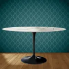 Eero Saarinen Tulip Table H 74 Oval in Glossy Ceramic Made in Italy - Scarlet Viadurini