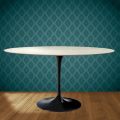 Eero Saarinen Tulip Table H 74 Oval in Marmorio Ceramic Made in Italy - Scarlet