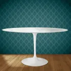 Eero Saarinen Tulip Table H 74 Oval in Salina Ceramic Made in Italy - Scarlet Viadurini