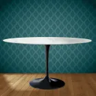 Eero Saarinen Tulip Table H 74 Oval in Salina Ceramic Made in Italy - Scarlet Viadurini