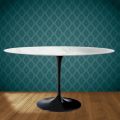 Eero Saarinen Tulip Table H 74 Oval in Salina Ceramic Made in Italy - Scarlet