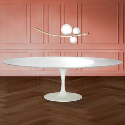 Eero Saarinen Tulip Table H 74 Oval in Liquid Laminate Made in Italy - Scarlet Viadurini