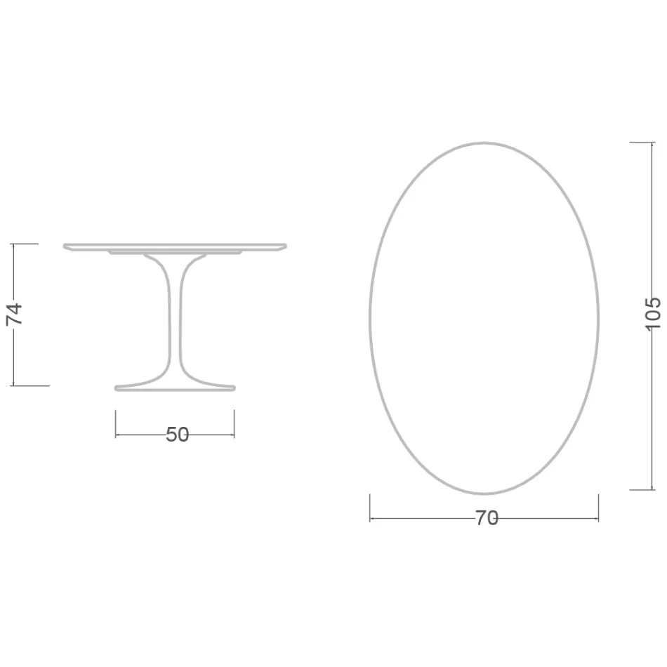 Eero Saarinen Tulip Table H 74 Oval in Dark Emperador Marble Made in Italy - Scarlet Viadurini