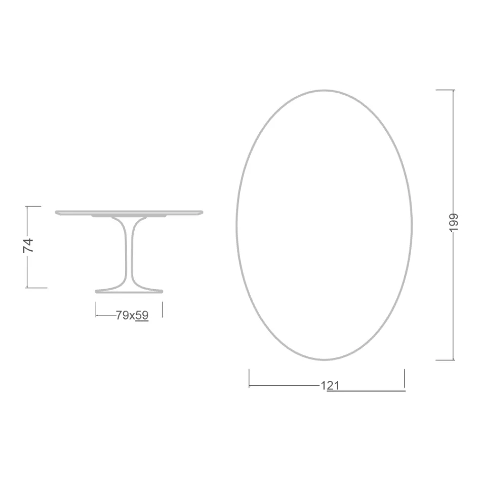 Eero Saarinen Tulip Table H 74 Oval in Dark Emperador Marble Made in Italy - Scarlet Viadurini