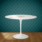 Eero Saarinen Tulip Table H 74 Round in Ceramic Aura 22 Made in Italy - Scarlet Viadurini