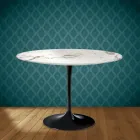 Eero Saarinen Tulip Table H 74 Round in Ceramic Aura 22 Made in Italy - Scarlet Viadurini