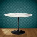 Eero Saarinen Tulip Table H 74 Round in Glossy Ceramic Made in Italy - Scarlet