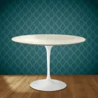 Eero Saarinen Tulip Table H 74 Round in Marmorio Ceramic Made in Italy - Scarlet Viadurini