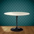 Eero Saarinen Tulip Table H 74 Round in Marmorio Ceramic Made in Italy - Scarlet