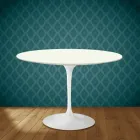 Eero Saarinen Tulip Table H 74 Round in Moonè Ceramic Made in Italy - Scarlet Viadurini