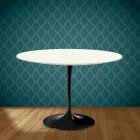 Eero Saarinen Tulip Table H 74 Round in Moonè Ceramic Made in Italy - Scarlet Viadurini