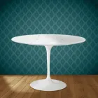 Eero Saarinen Tulip Table H 74 Round in Salina Ceramic Made in Italy - Scarlet Viadurini