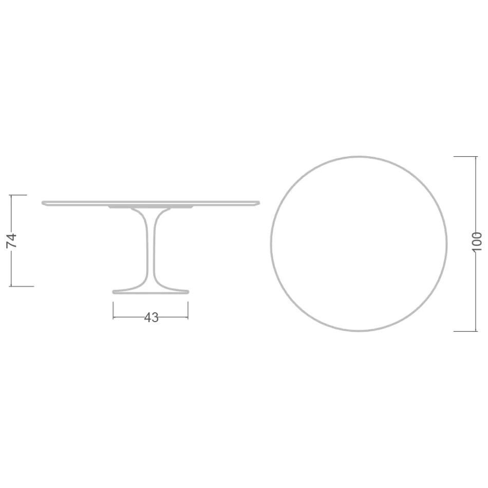 Eero Saarinen Tulip Table H 74 Round in Salina Ceramic Made in Italy - Scarlet Viadurini