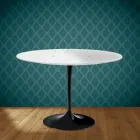 Eero Saarinen Tulip Table H 74 Round in Salina Ceramic Made in Italy - Scarlet Viadurini