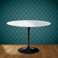 Eero Saarinen Tulip Table H 74 Round in Salina Ceramic Made in Italy - Scarlet