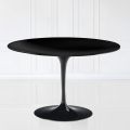 Eero Saarinen Tulip Table H 74 with Black Liquid Laminate MDF Top - Scarlet