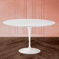Tulip Eero Saarinen H 73 Oval Table in White Liquid Laminate Made in Italy - Scarlet
