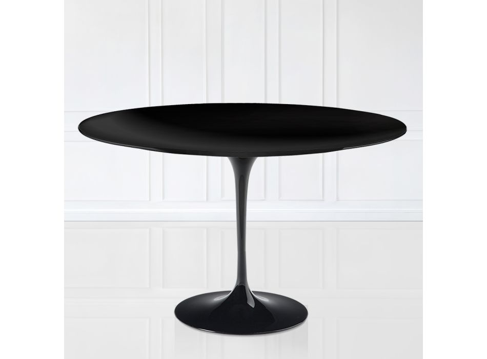 Tulip Table Eero Sarinen H 73 Oval in Black Liquid laminate Made in Italy - Scarlet Viadurini