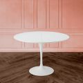Tulip Table Saarinen H 74 Extendable in White Liquid Laminate Made in Italy - Scarlet