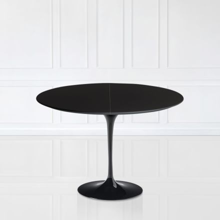 Tulip Saarinen H 73 Extendable Table in Black Liquid Laminate Made in Italy - Scarlet Viadurini