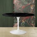 Tulip Saarinen H 73 Table with Round Top in Black Marquinia Marble Made in Italy - Scarlet