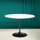 Tulip Table Saarinen H 73 Round in Ceramic Absolute White Made in Italy - Scarlet Viadurini