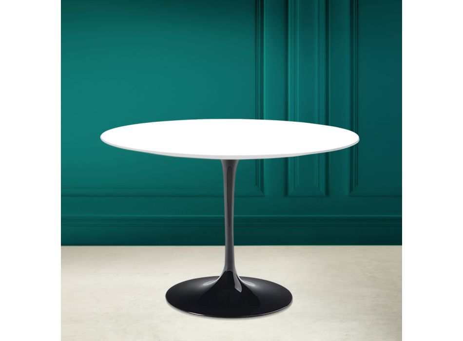 Tulip Saarinen H 73 Round Table in Absolute White Ceramic Made in Italy - Scarlet Viadurini