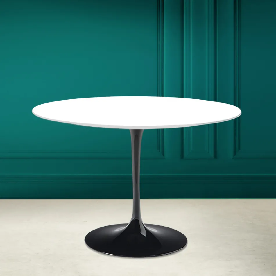 Tulip Table Saarinen H 73 Round in Ceramic Absolute White Made in Italy - Scarlet Viadurini