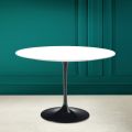 Tulip Saarinen H 73 Round Table in Ceramic Absolute White Made in Italy - Scarlet