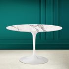Tulip Saarinen H 73 Round Table in Invisible Select Ceramic Made in Italy - Scarlet Viadurini
