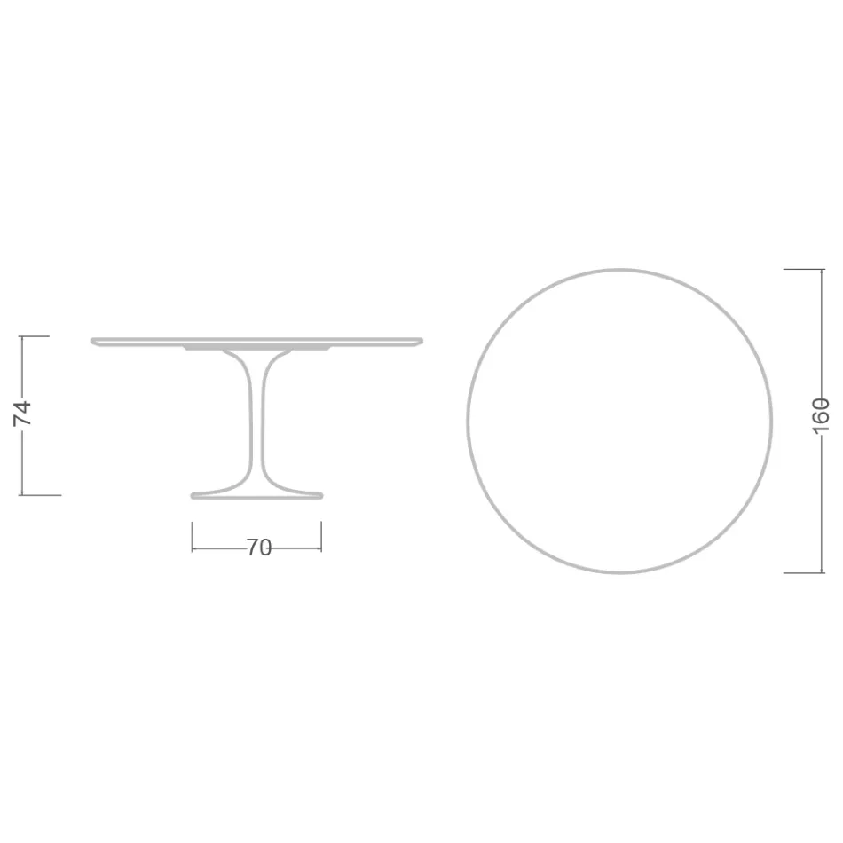 Tulip Table Saarinen H 73 Round Ceramic Invisible Select Made in Italy - Scarlet Viadurini