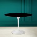 Tulip Table Saarinen H 73 Round in Absolute Black Ceramic Made in Italy - Scarlet