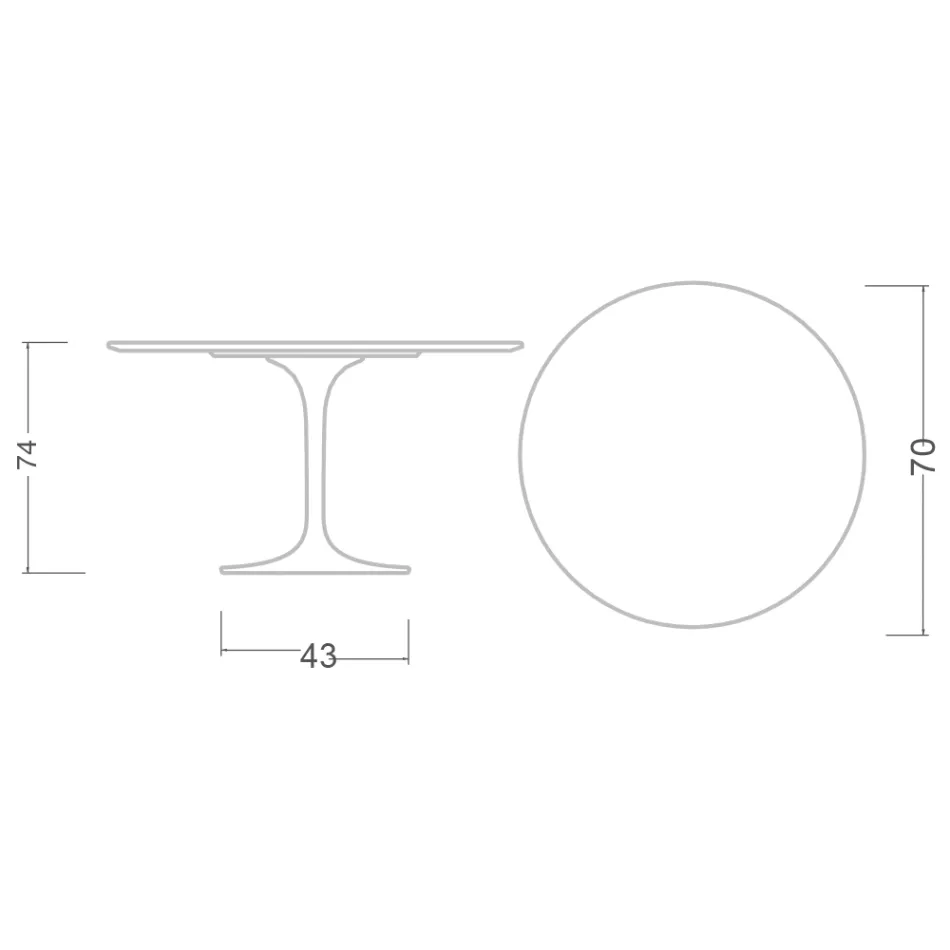 Tulip Table Saarinen H 73 Round in Absolute Black Ceramic Made in Italy - Scarlet Viadurini