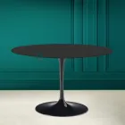 Tulip Table Saarinen H 73 Round in Black Ceramic Soft Made in Italy - Scarlet Viadurini