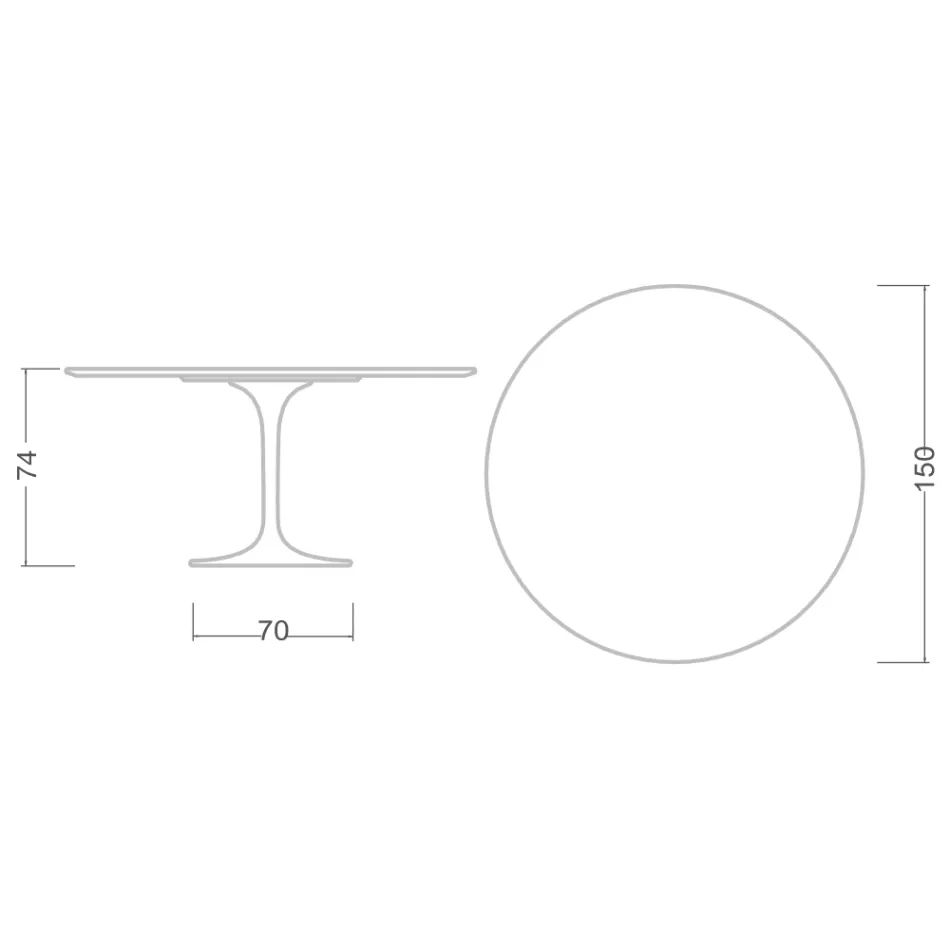 Tulip Table Saarinen H 73 Round Ceramic Noir Laurent Made in Italy - Scarlet Viadurini