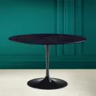 Tulip Table Saarinen H 73 Round Ceramic Noir Laurent Made in Italy - Scarlet Viadurini