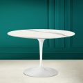 Tulip Saarinen H 73 Round Table in Full Vein Statuary Ceramic Made in Italy - Scarlet
