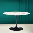 Tulip Table Saarinen H 73 Round in Statuary Ceramic Full Vein Made in Italy - Scarlet Viadurini