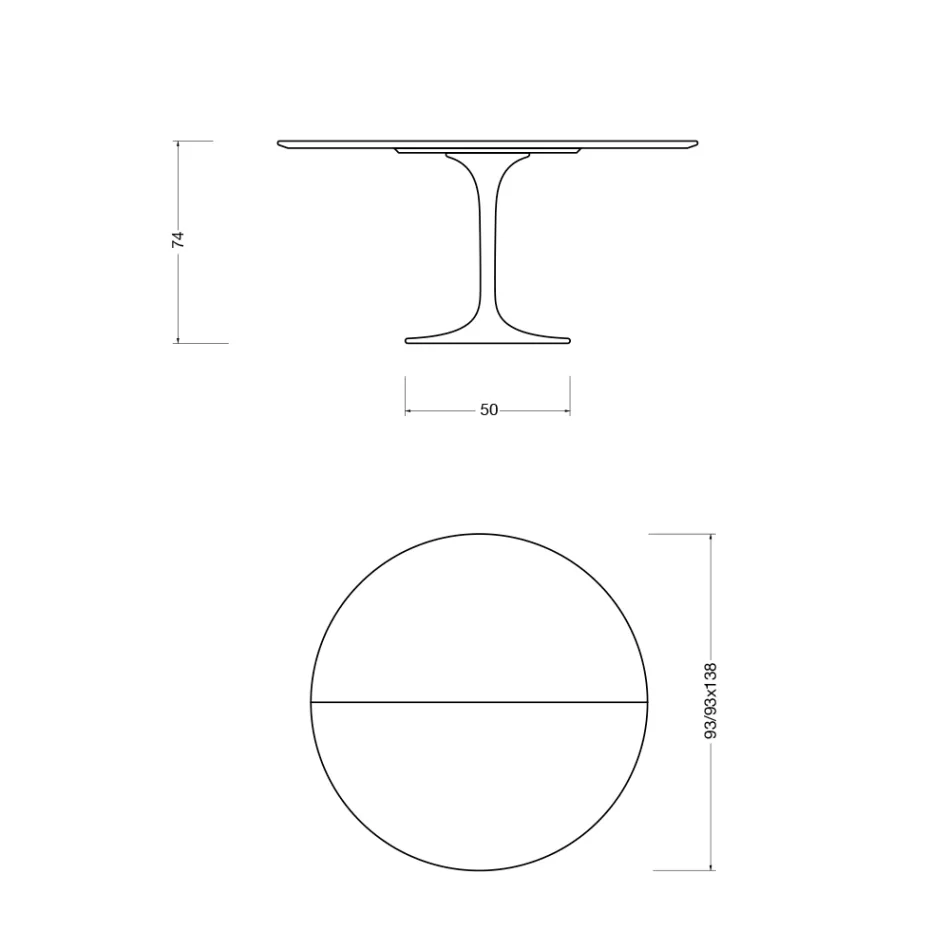 Saarinen Tulip Table H 74 Extendable in White Liquid Laminate Made in Italy - Scarlet Viadurini