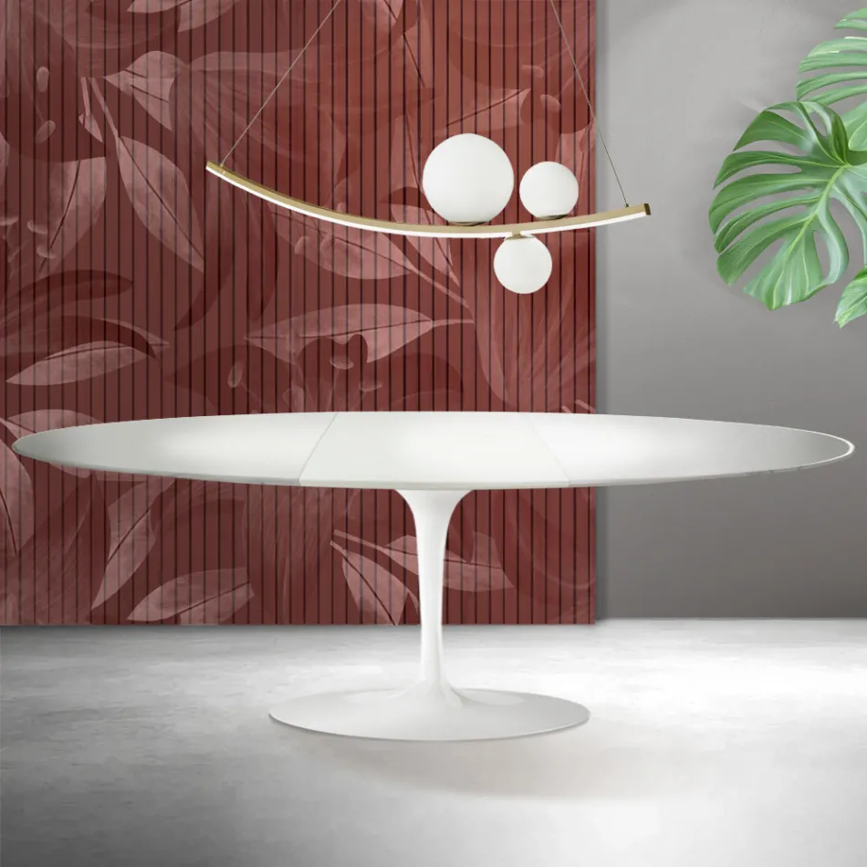 Saarinen Tulip Table H 74 cm Extendable in White Florim Ceramic - Scarlet Viadurini