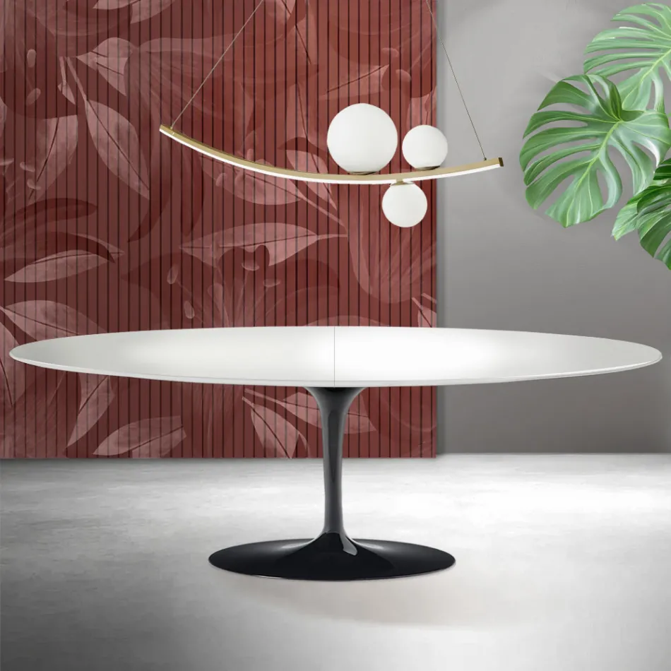 Saarinen Tulip Table H 74 cm Extendable in White Florim Ceramic - Scarlet Viadurini